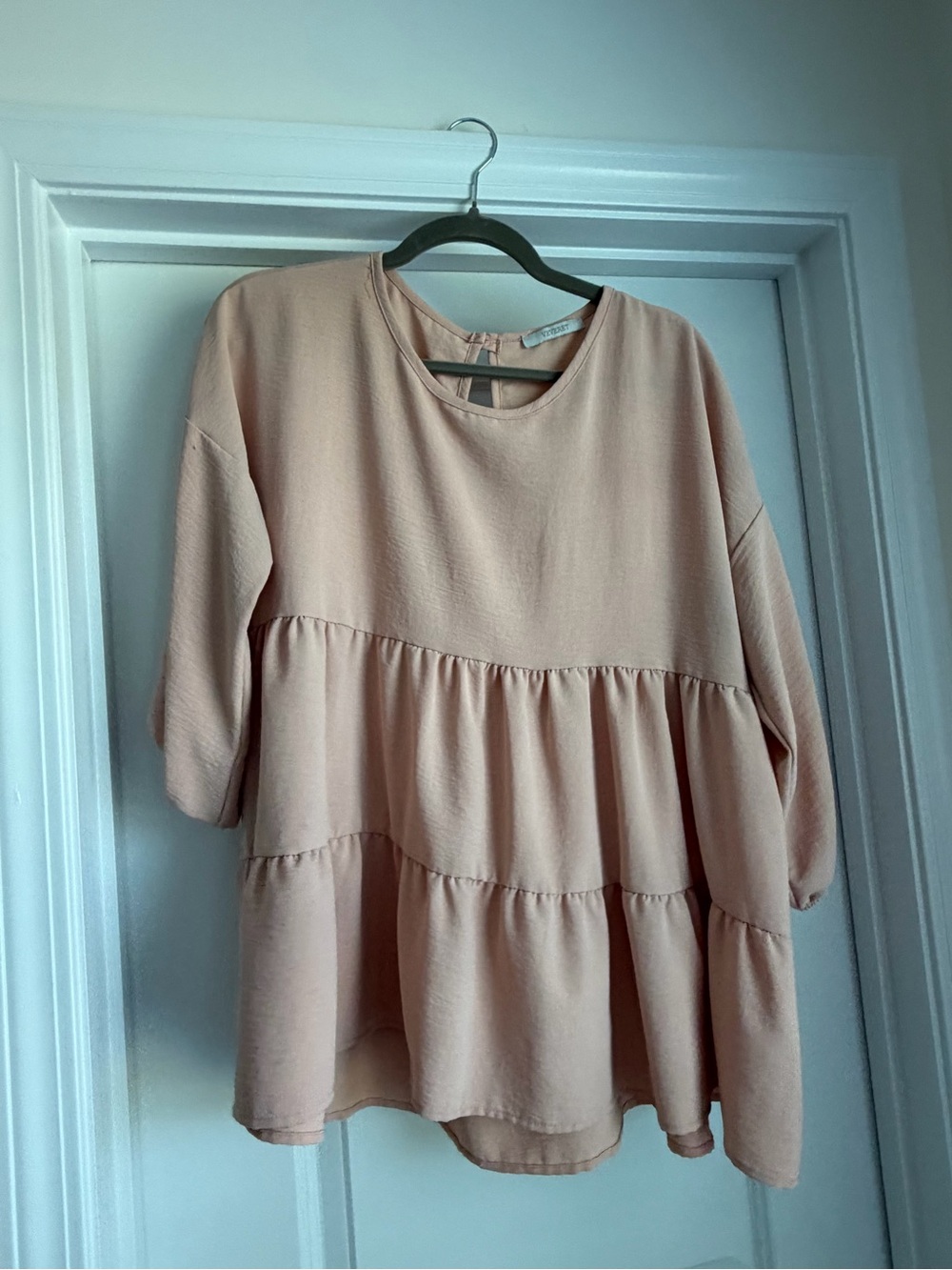 Tiered Peplum Tunic Top - Blush Pink